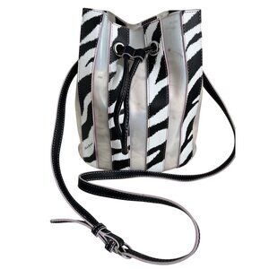 Karl Lagerfeld Paris Adele Zebra Print Novelty Bag With Pink Trim